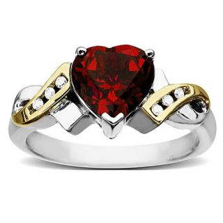 Lab Created Ruby Swish Ring in Sterling Silver and 14K Gold with
