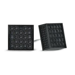Mens Shaquille ONeal Black Sapphire Square Stud Earrings in Black
