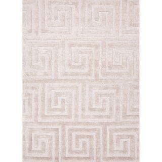 Hand tufted Contemporary Geometric pattern Ivory Textured Rug (36 X 56)