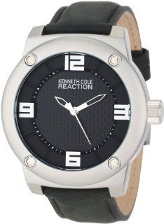 Kenneth Cole REACTION Unisex RK1312 Street Silver Case Black Leather Strap Analog Watch at  Men's Watch store.