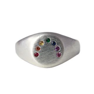 rainbow ring handmade silver and gems by rock cakes