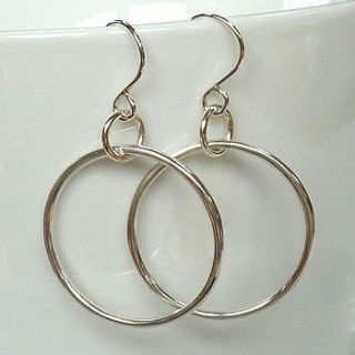 handmade silver drop hoop earrings by handmade silver by helle