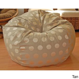 Ahh Products Delightful Dots 36 inch Washable Bean Bag Chair Tan Size Large