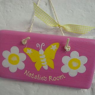 personalised butterfly door sign by giddy kipper