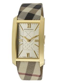 Burberry BU1095 SD  Watches,Womens Gold Dial Brown Multicolor Plaid Leather, Casual Burberry Quartz Watches