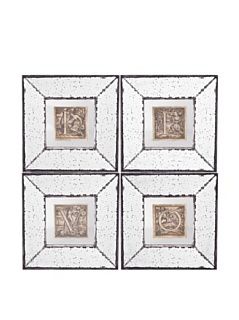Antiqued Mirror Frame Glass Wall Art II Set Of 4   Wall Mounted Mirrors