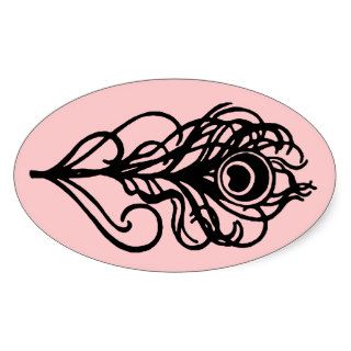 Peacock Feather Oval Sticker