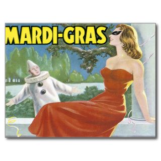 Mardi Gras Fruit Crate Label Post Card