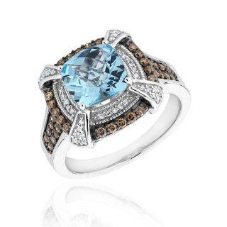 Blue Topaz, Diamond, and Champagne Diamond Ring 1/2ctw Jewelry