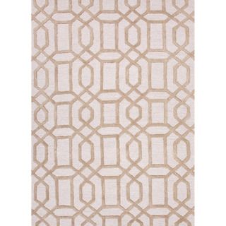 Hand tufted Contemporary Geometric Pattern Brown/ Ivory Non skid Rug (36 X 56)