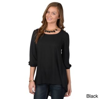 Journee Collection Journee Collection Womens Scoop Neck Chiffon Top Black Size S (4  6)