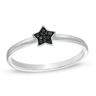 Enhanced Black Diamond Accent Star Ring in 10K White Gold   Zales
