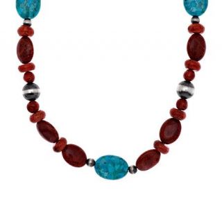 American West Composite Coral & Turquoise 21 3/4 Necklace —