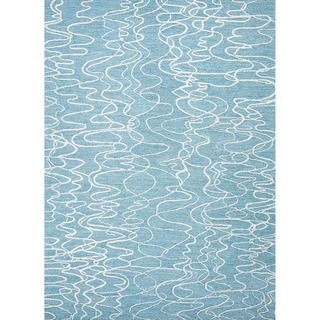 Hand tufted Durable Plush Pile Contemporary Abstract Pattern Blue Rug (8 X 11)