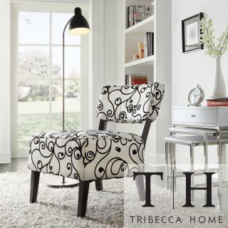 Tribecca Home Elko Swirl Print Armless Curved Back Accent Chair