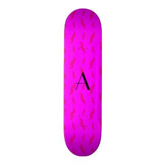 Monogram neon pink mustache pattern skateboards