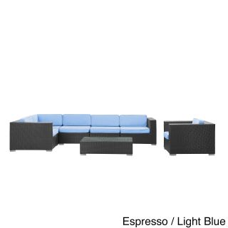 Modway Corona Outdoor Patio Espresso 7 piece Sectional Sofa Set Blue Size 7 Piece Sets