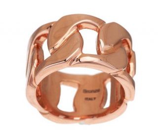 Bronzo Italia Polished Curb Link Design Band Ring —