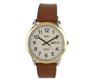 Timex Mens Easy Reader Watch with Brown Leather Strap —