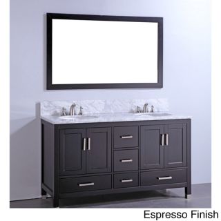 Legion Furniture Marble top Double Sink Bathroom Vanity And Mirror Set Espresso Size Double Vanities