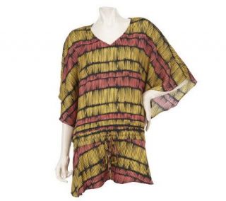 Belle Gray by Lisa Rinna Abstract Stripe Tunic with Waist Detail —