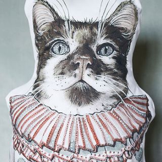 anthopormophic cat cotton cushion by kayleigh radcliffe