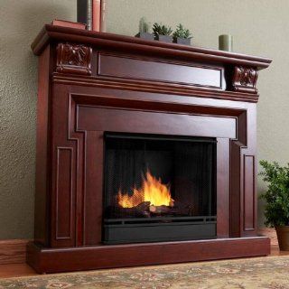 Real Flame 9500 Mahogany Finish Kristine Standalone Ventless Gel Fireplace   Gel Fuel Fireplaces