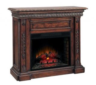 ChimneyFree Ranier Wall Electric Antiqued Walnut Fireplace —