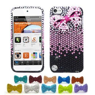 Apple iPod Touch 5G Pink Ribbon Hard Case, 1 Rhinestone Bowtie Dust Plug [Cellular Connection Packaging]   Players & Accessories
