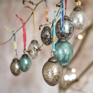 embossed glass christmas bauble  set of four by nkuku