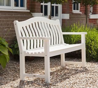 curved white painted bench by posh garden furniture