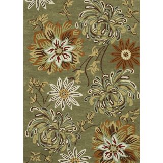 Hand tufted Leighton Olive Floral Wool Rug (50 X 76)