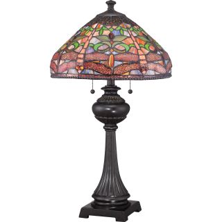 Tiffany Pink Dragonfly With Imperial Bronze Finish Table Lamp