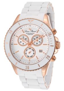 Lucien Piccard 93609 RG 22  Watches,Mocassino Chronograph White Dial Rose Gold Tone Ion Plated Stainless Steel and White Polyurethane, Chronograph Lucien Piccard Quartz Watches