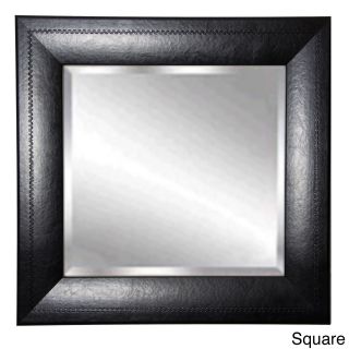 American Made Rayne Stitched Black Leather Wall Mirror