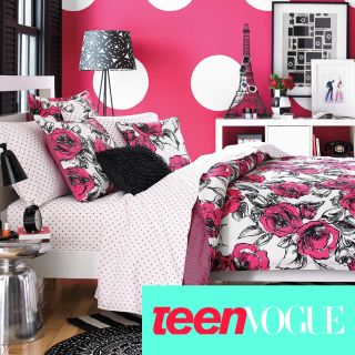 Teen Vogue Sketched Roses Cotton 3 piece Comforter Set