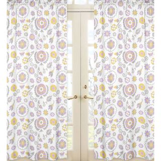 White And Lavender Floral Suzanna 84 inch Curtain Panel Pair