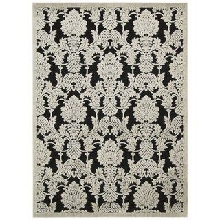 Nourison Hand carved Graphic Illusions Black Acrylic Rug (53 X 75)
