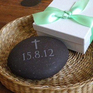 christening gift pebble by letterfest engraving