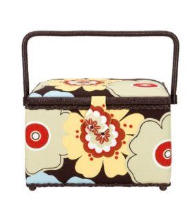 Retro Floral Large Rectangle Sewing Basket   Multiple Storage Containers