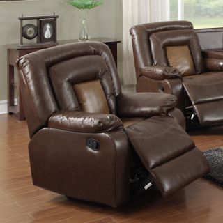 Gapson Brown Bonded Leather Reclining Rocker Chair