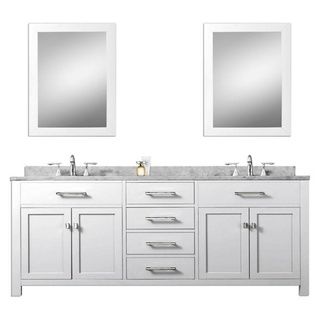 Water Creation Water Creation Madison Solid White Double Sink Bathroom Vanity With 2 Matching Framed Mirrors White Size Double Vanities