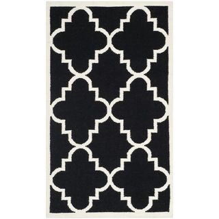 Safavieh Hand woven Moroccan Dhurrie Black Wool Transitional Rug (3 X 5)