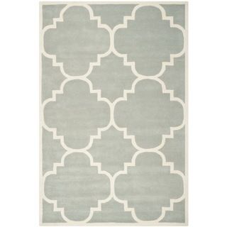 Handmade Moroccan Gray Wool Rug With Cotton Canvas Backing (6 X 9)