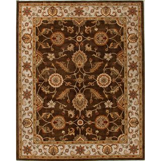 Hand tufted Traditional Oriental Pattern Brown Rug (10 X 14)