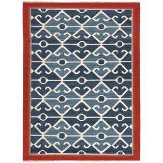Handmade Flat weave Multicolored Tribal pattern 100 percent Wool Rug (2 X 3)
