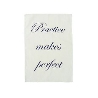 practice makes perfect tea towel by becky broome