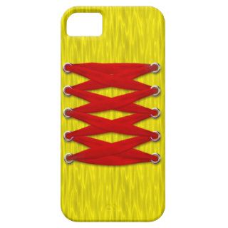 Red Lace on Yellow Satin iPhone 5 Case