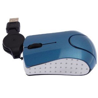 OEM Mini High Precision 3 Button USB Optical Scroll Wheel Mouse Mice with Retractable Cable Blue Computers & Accessories