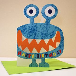 little monster malcolm birthday card by nella